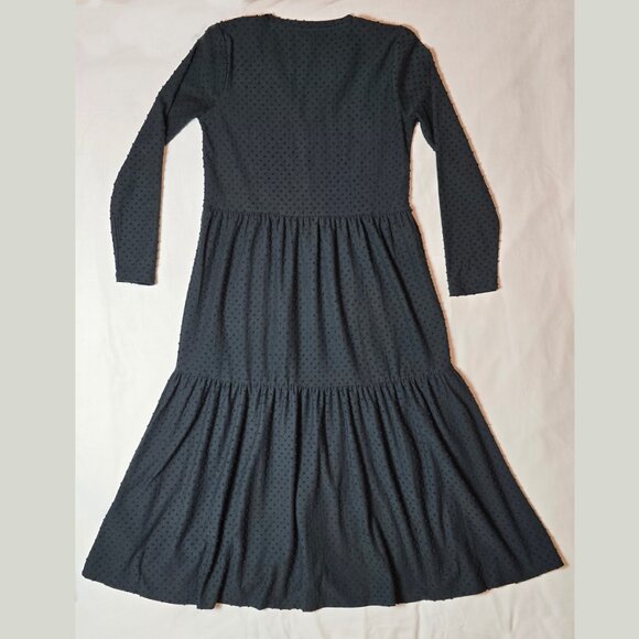 J.Crew Black Swiss Dot Long Sleeve Tiered Midi Dress – XS - Picture 2 of 5